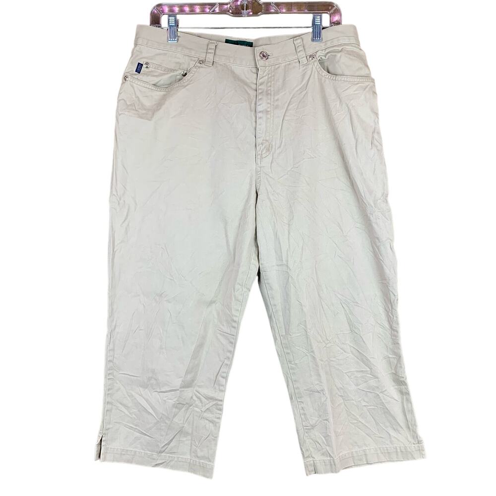 Ralph Lauren Jeans Co Womens Jeans Tan High Rise Capris 100% Cotton 14